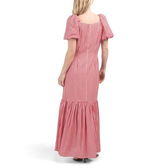 IVY CITY CO. womens Liberty Long Maxi Dress size 12 Red & White Gingham Check - Picture 3 of 10